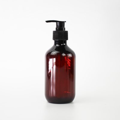 Nhà sản xuất Bán buôn Màu nâu xám 300ml Chai đựng dầu gội đầu bằng nhựa PET rỗng trong suốt có nắp bơm